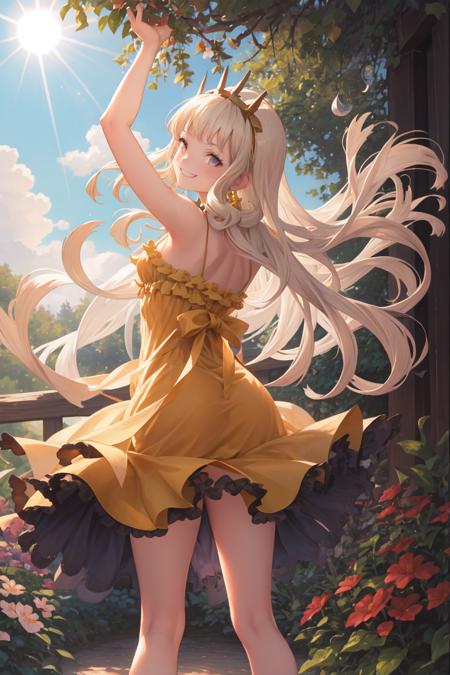 2486416-1693586447-masterpiece, best quality, absurdres, perfect anatomy, 1girl, solo, Cagliostro, long hair, from behind, sundress, yellow sundres.png